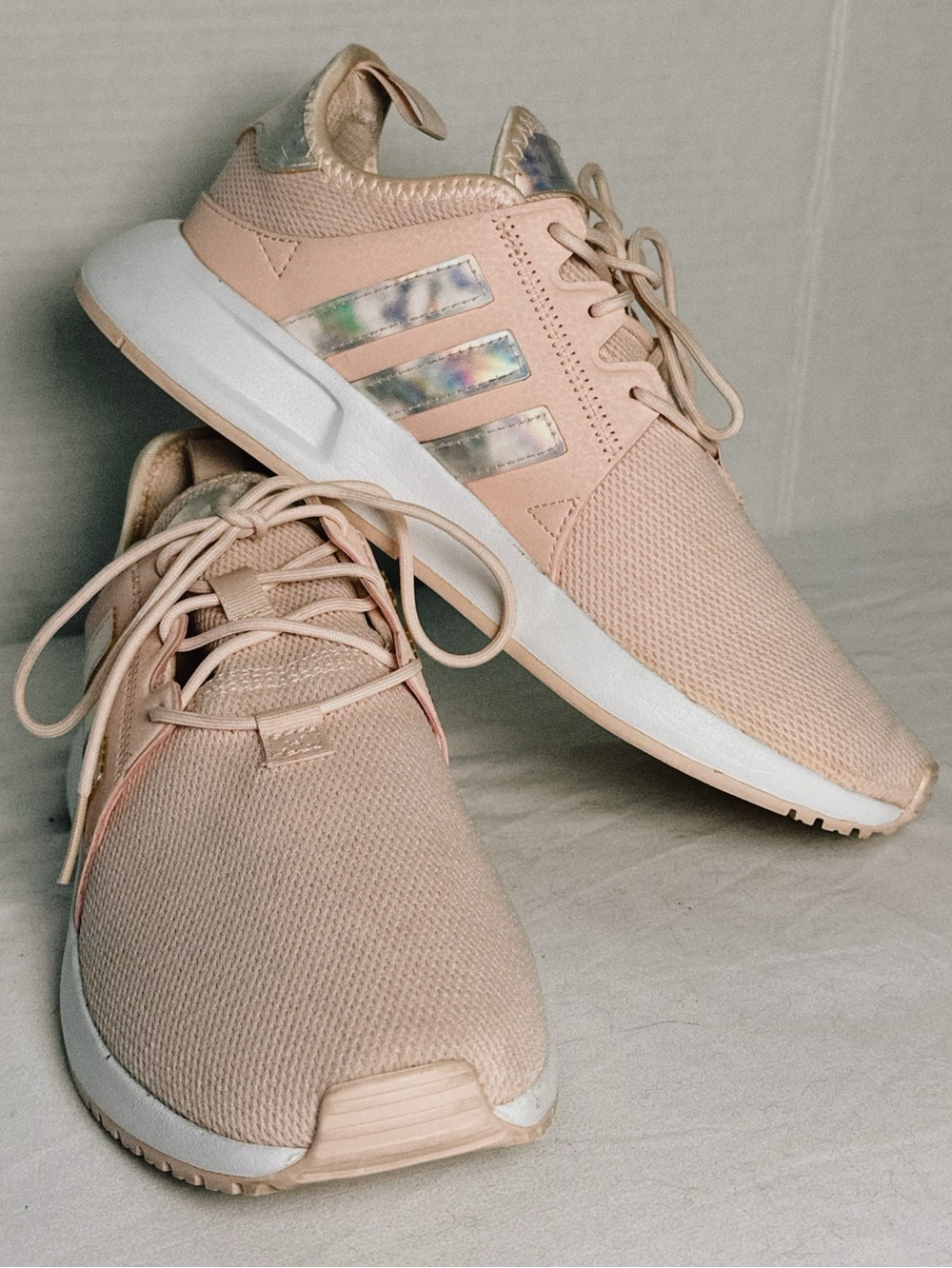 Adidas X_PLR Pink Running Shoes Women’s 5 Athletic Sneakers Iridescent Stripes